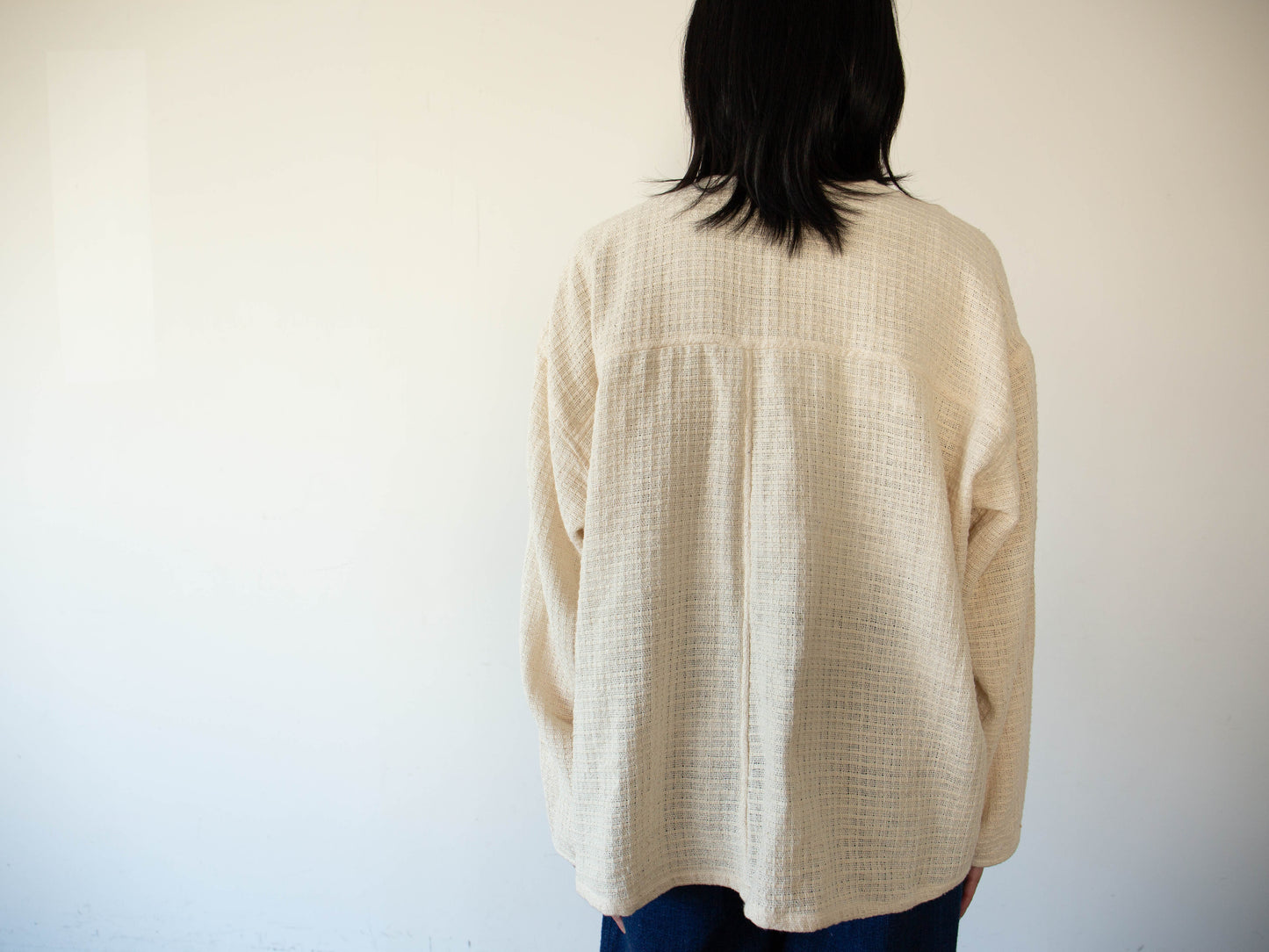 yula haori jacket 生成りの彩りストライプ