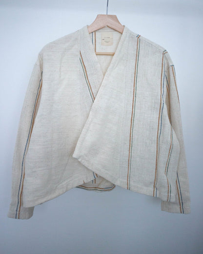 lue haori 生成りの彩りストライプ