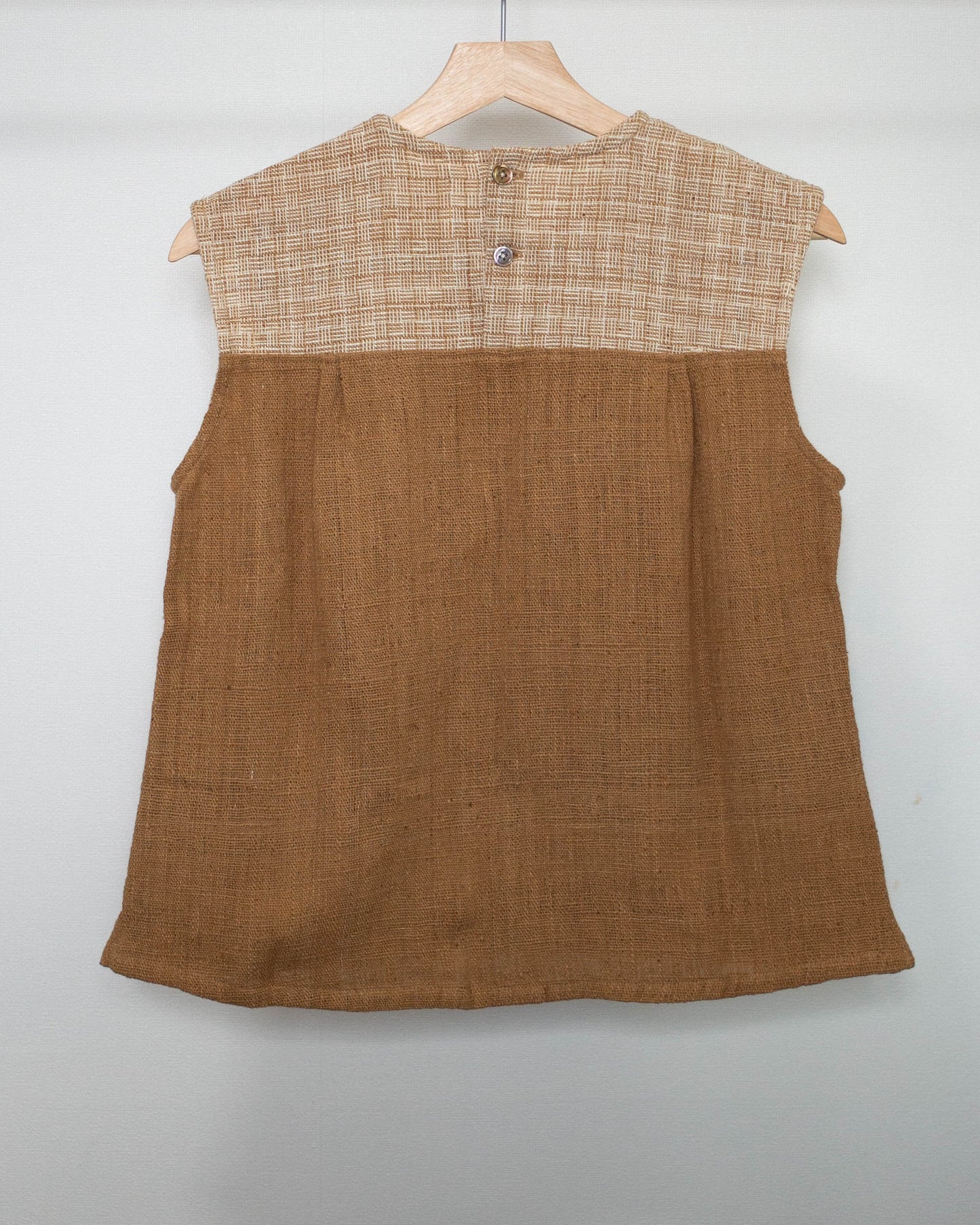 lyn no-sleeve top 茶綿x格子チェック