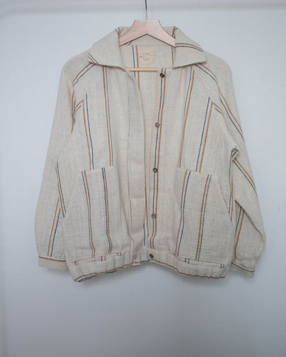 piik blouson 生成りの彩りストライプ