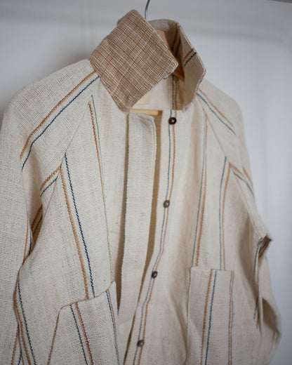 piik blouson 生成りの彩りストライプ