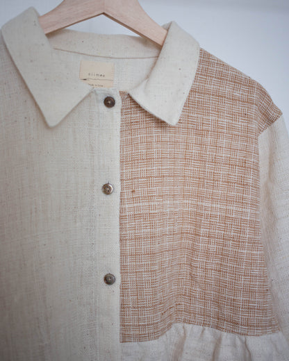 teela shirt 生成りとゆらぎ格子