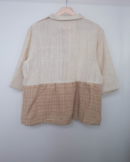 teela shirt 生成りとゆらぎ格子