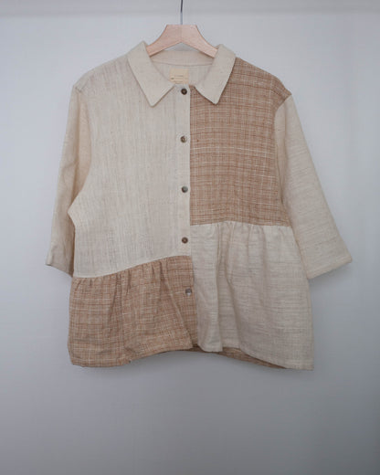 teela shirt 生成りとゆらぎ格子