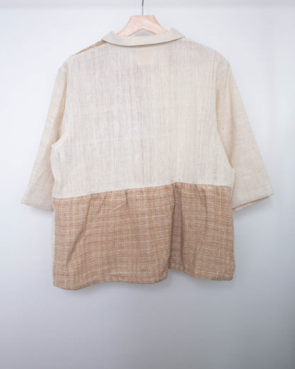 teela shirt 生成りとゆらぎ格子