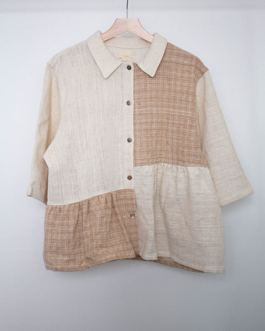 teela shirt 生成りとゆらぎ格子
