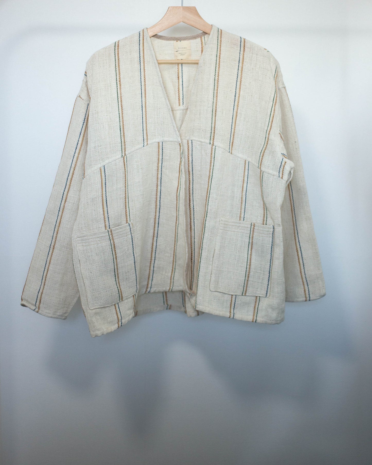 yula haori jacket 生成りの彩りストライプ