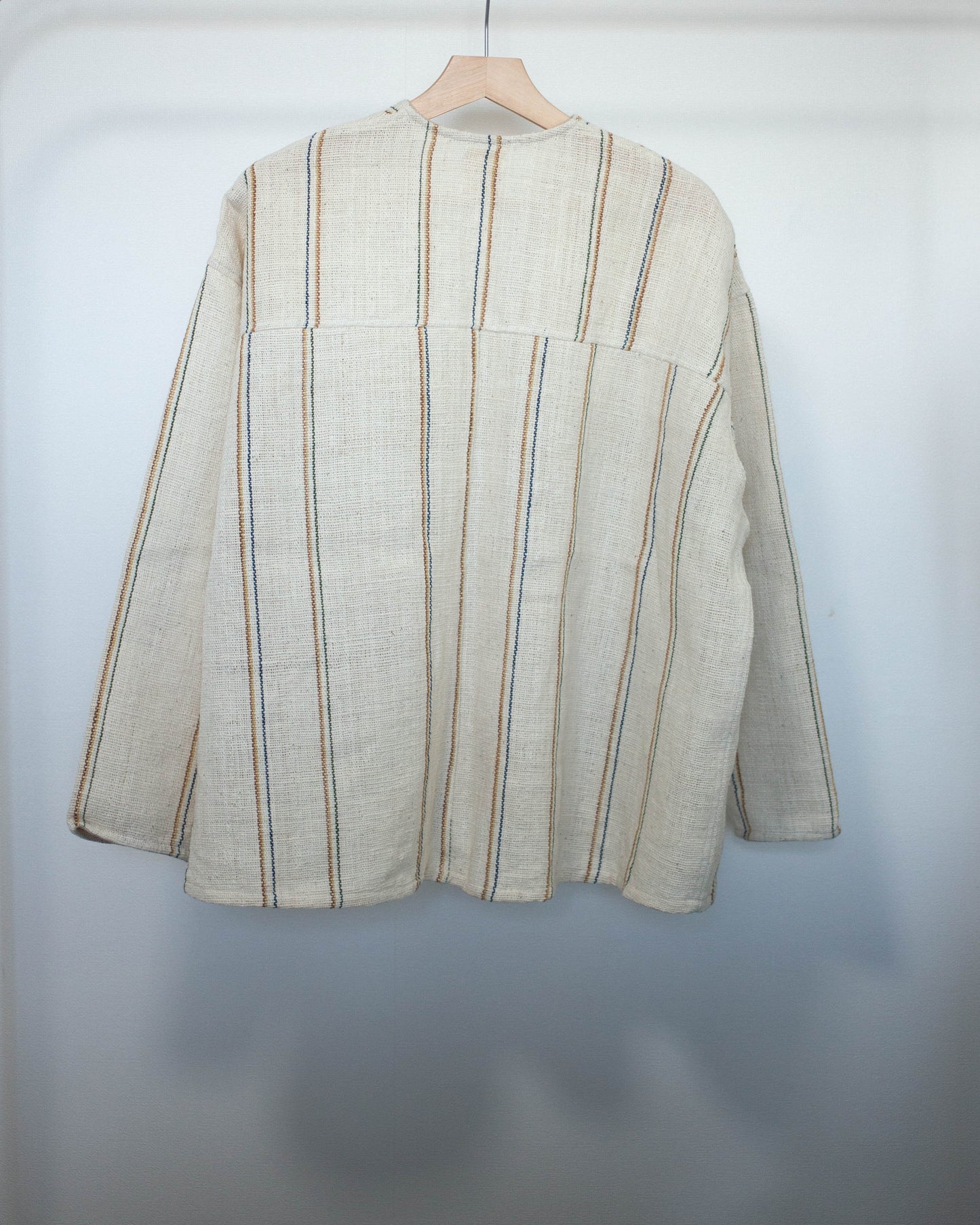 yula haori jacket 生成りの彩りストライプ