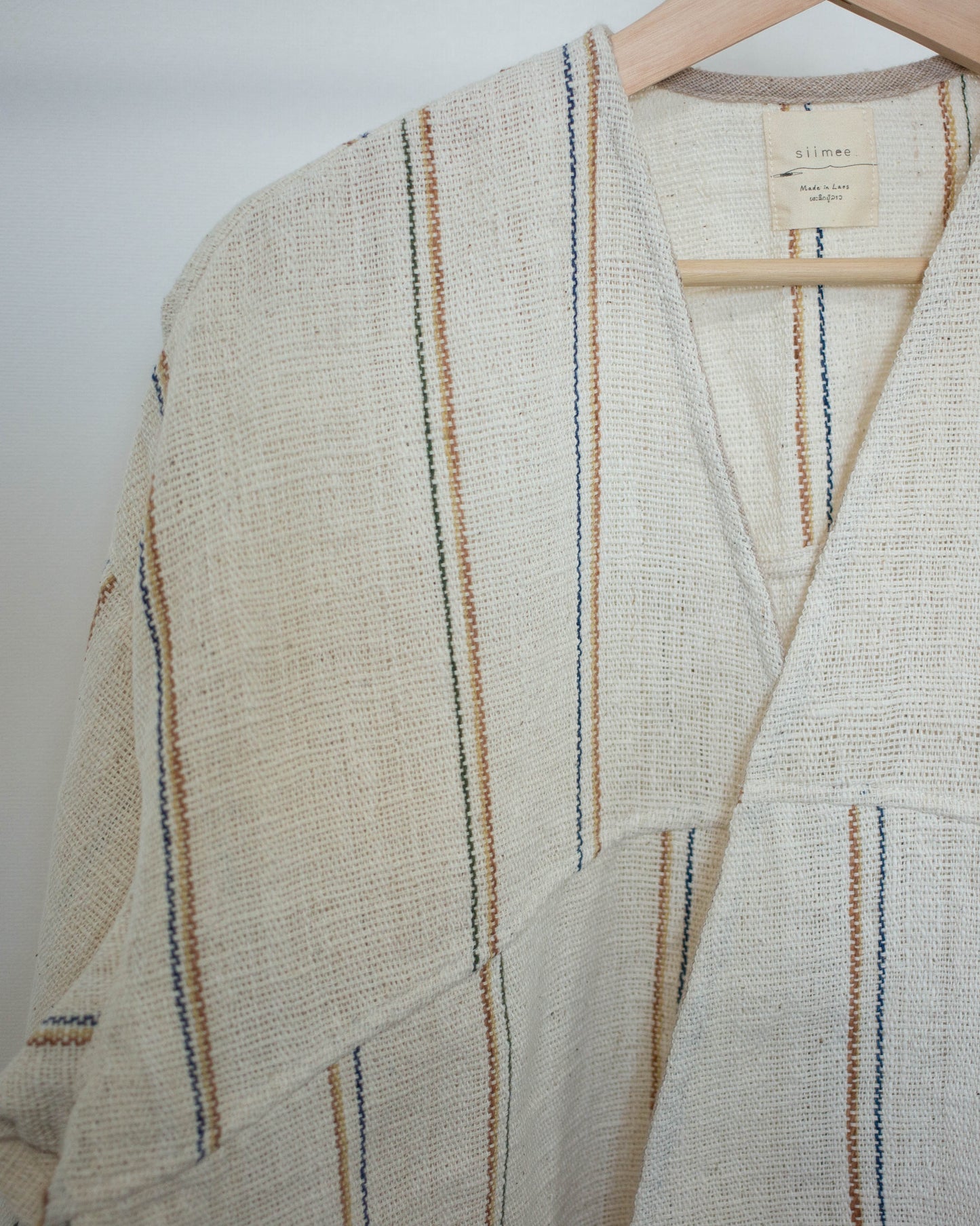 yula haori jacket 生成りの彩りストライプ