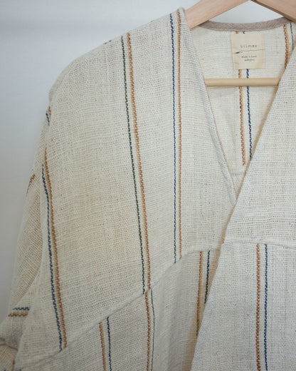 yula haori jacket 生成りの彩りストライプ